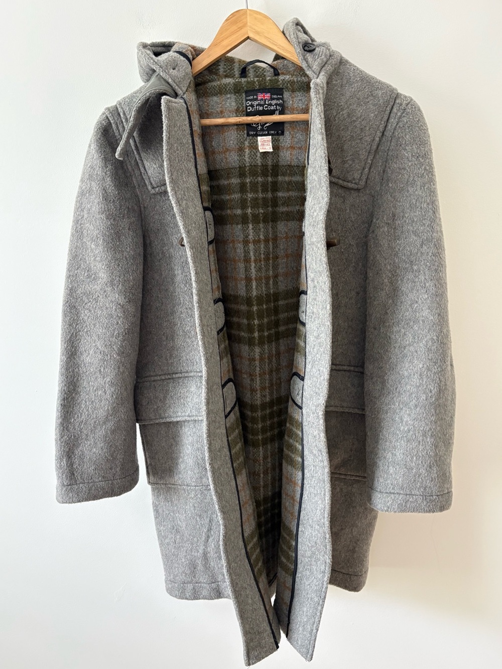 Vintage Gloverall English Duffle Coat Gray Wool Made in England Size US 12 Fall - Picture 3 of 11